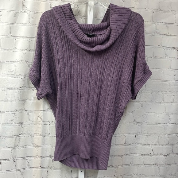 Byer California Sweaters - Byline Byer California purple cable knit short sleeve cowl neck sweater L